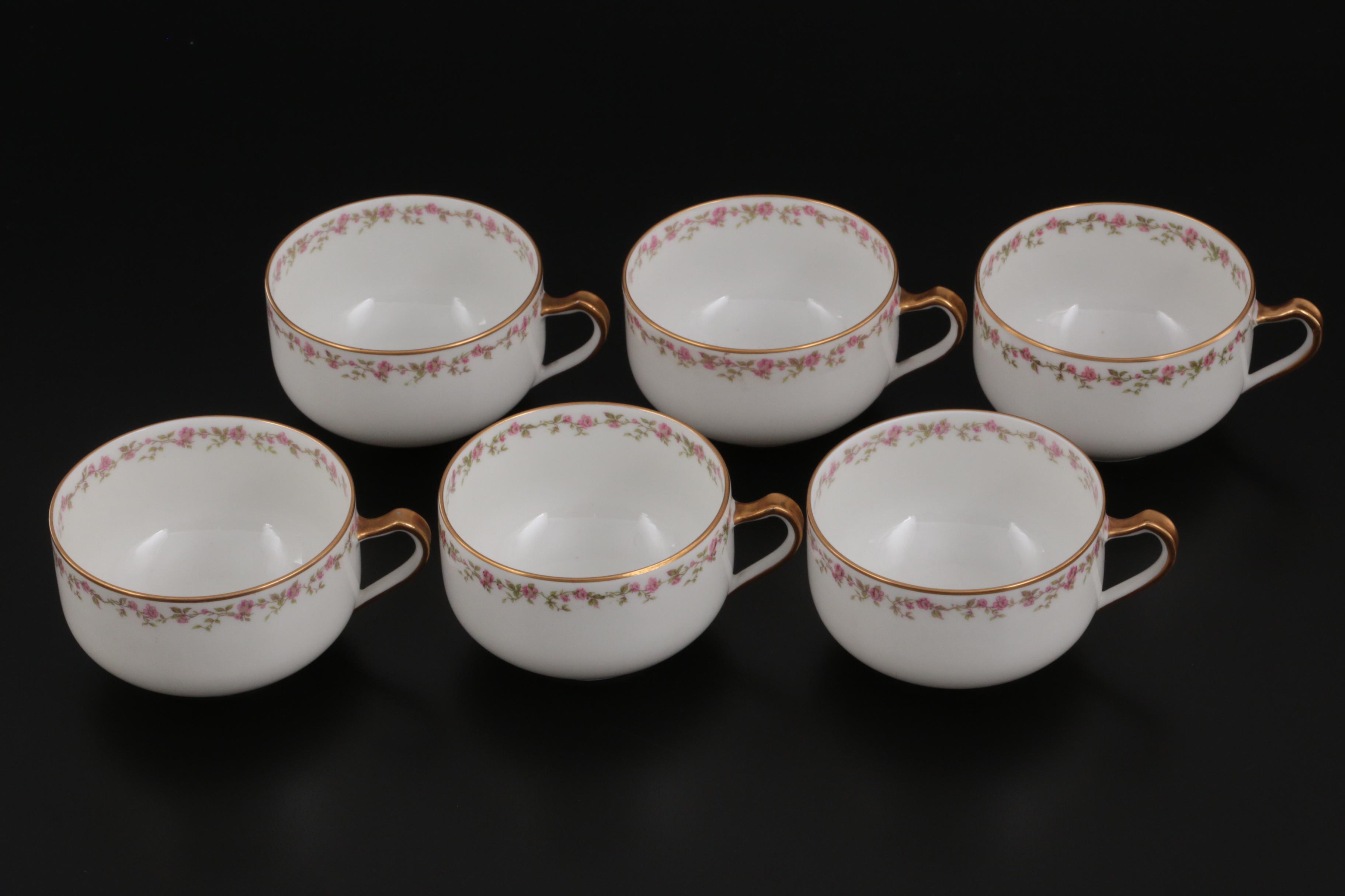 Haviland & Co. Pink Rose and Gilt Rim Porcelain Dinnerware