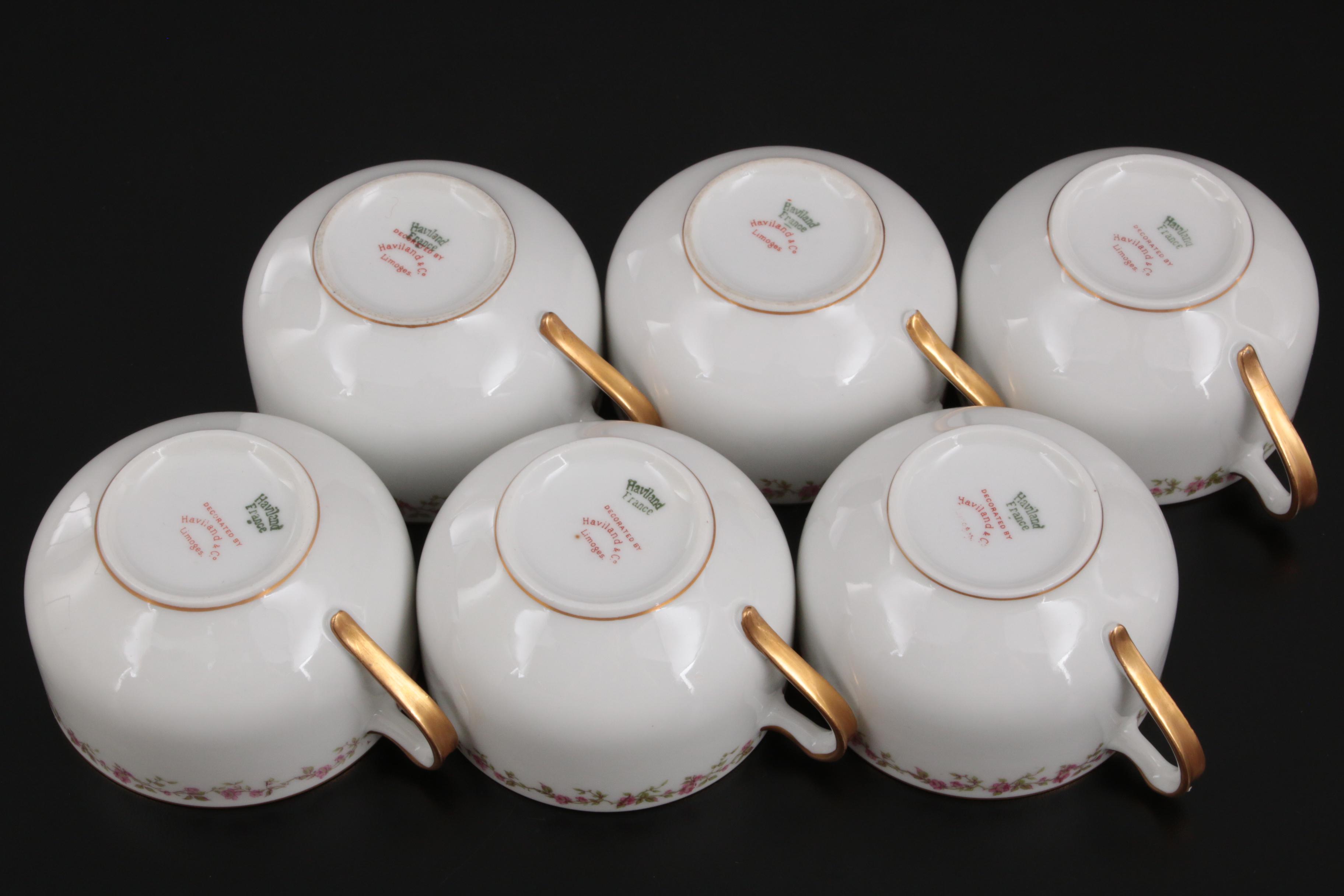 Haviland & Co. Pink Rose and Gilt Rim Porcelain Dinnerware