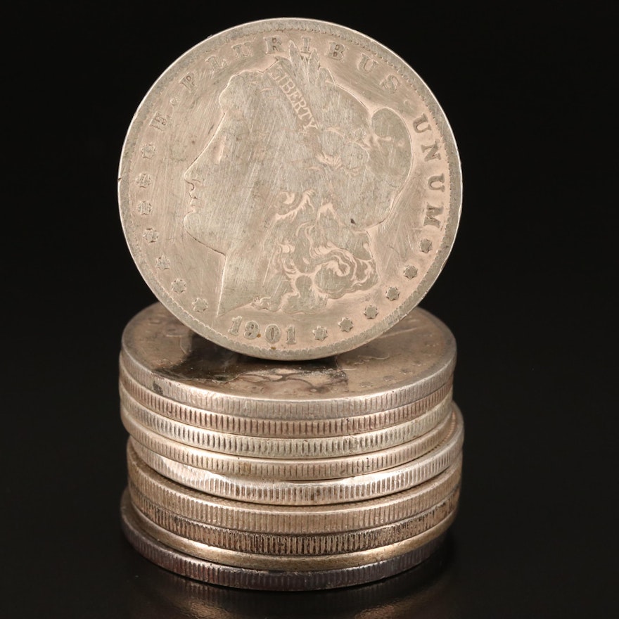 Ten Morgan Silver Dollars, Including Better Dates