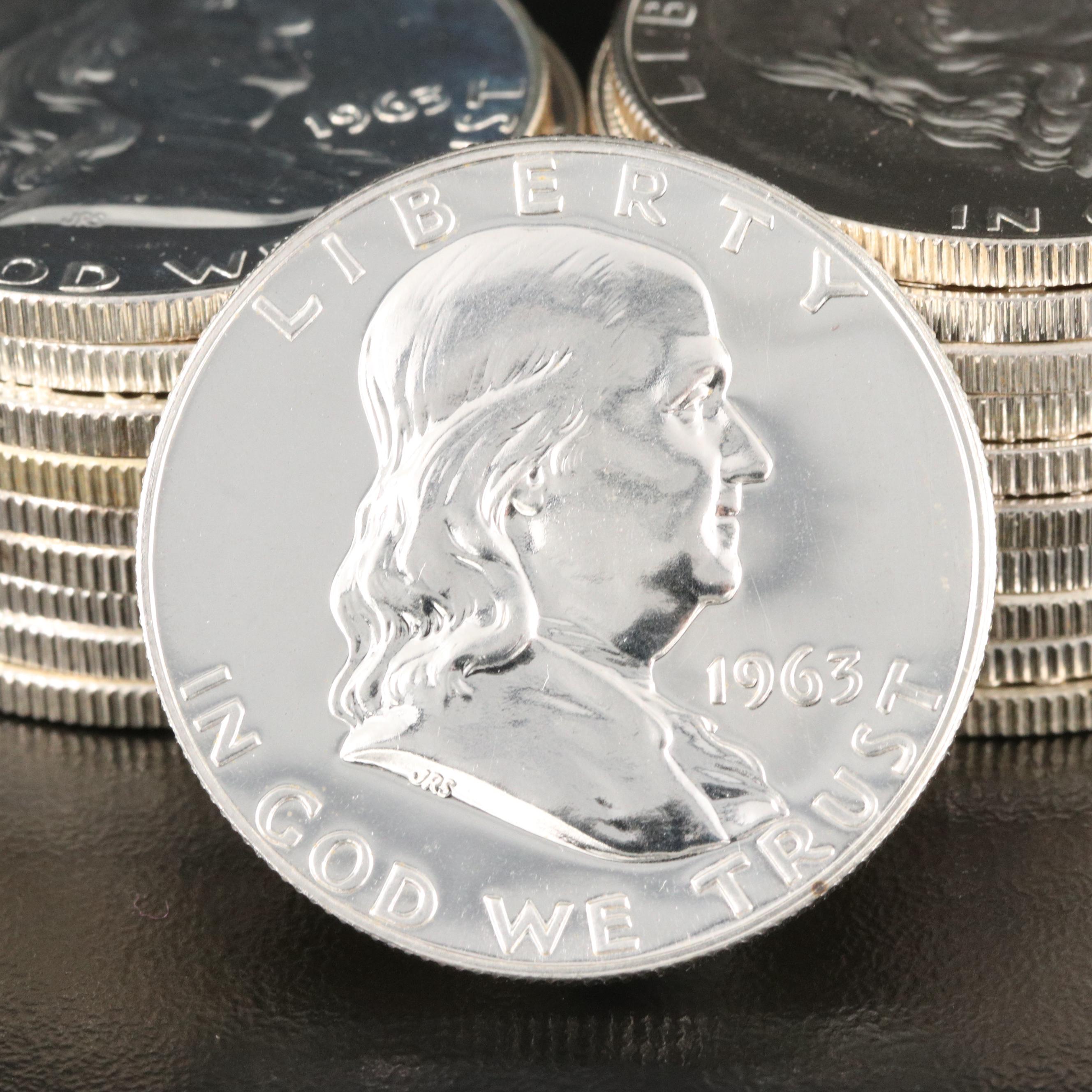 Twenty 1963 Franklin Silver Proof Half Dollars