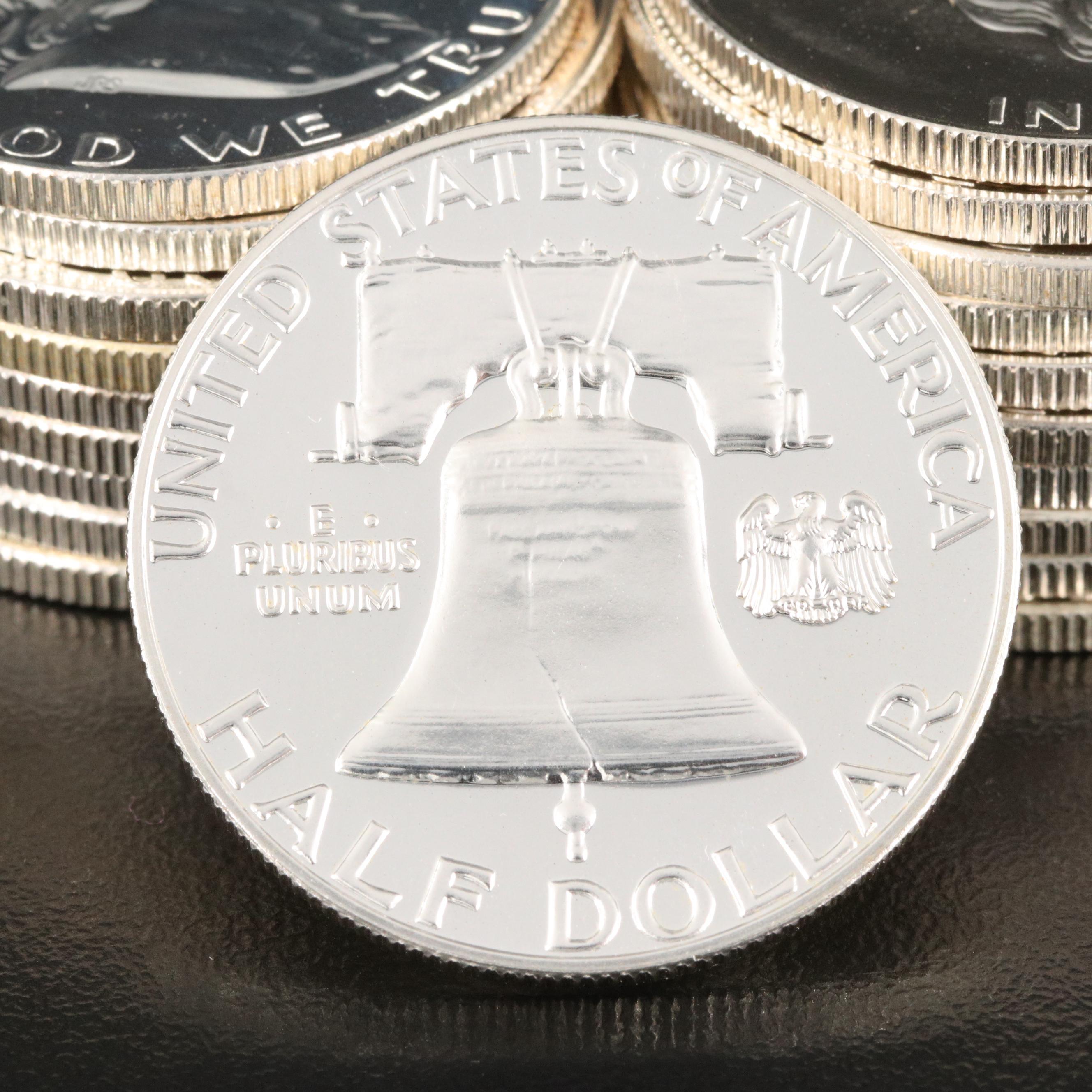 Twenty 1963 Franklin Silver Proof Half Dollars