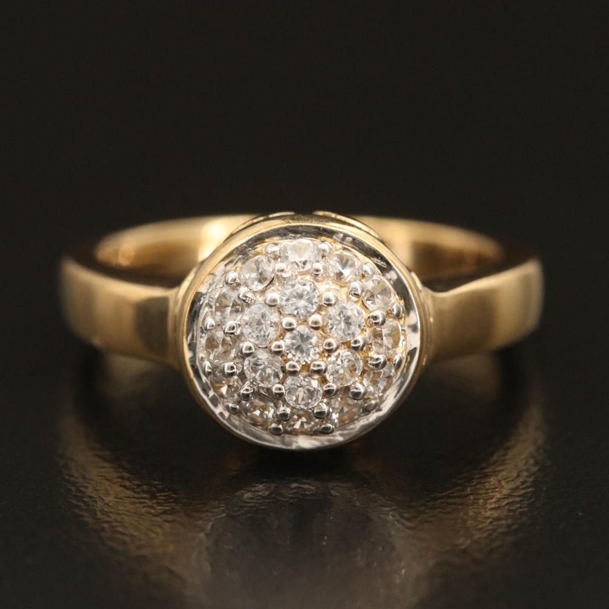 Sterling Silver White Zircon Pavé Dome Ring