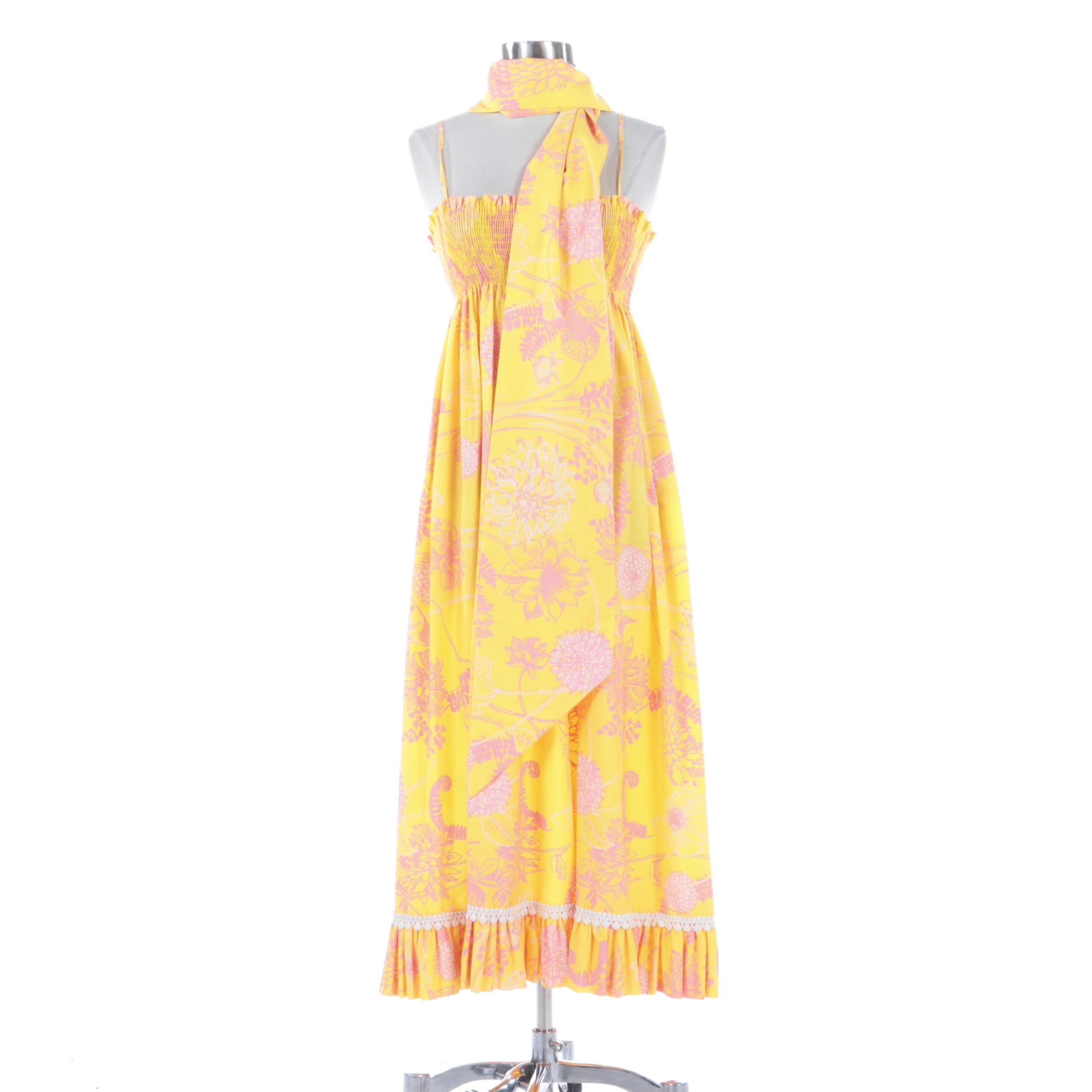 The Lilly by Lilly Pulitzer Floral Print Smocked Dress with Wrap, Mid-1960s