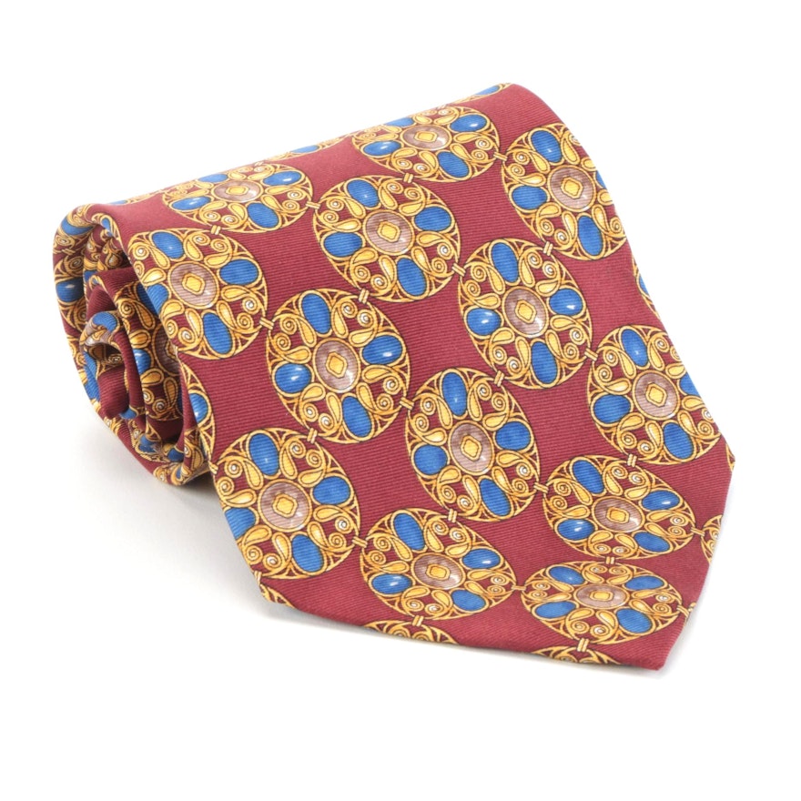 Men's Christian Dior Cravate Printed Silk Twill Necktie