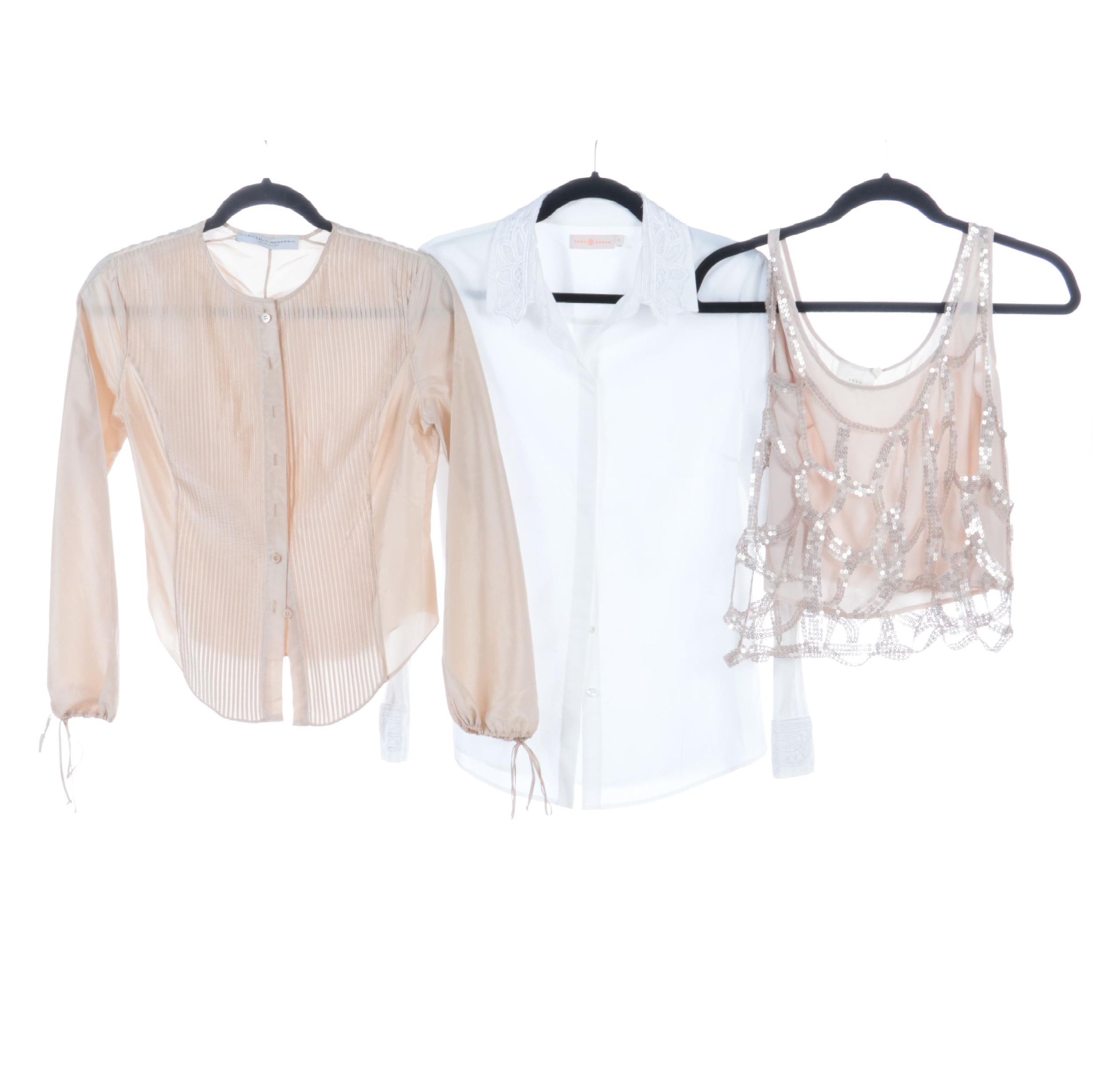Carolina Herrera Silk Blouse, Tory Burch Blouse with Lace, Lush Cropped Shell