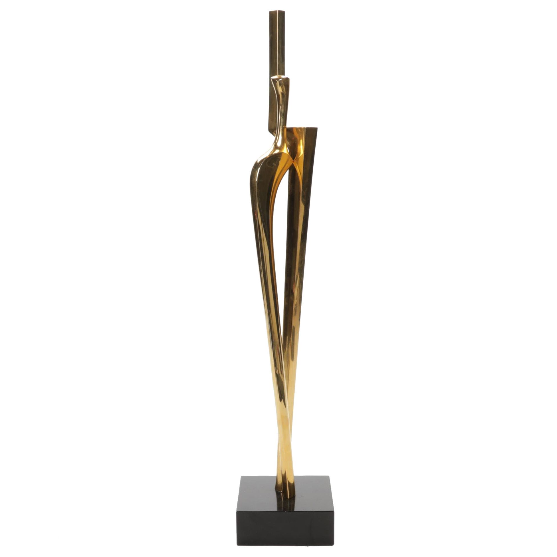 Paul Braslow Cast Bronze Modernist Sculpture "Creation," 1985