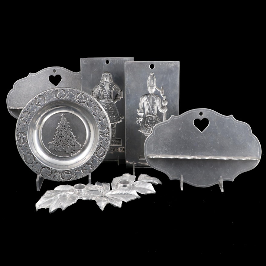 Virginia Metalcrafters Pewter Williamsburg Cookie Molds and Wilton Tableware