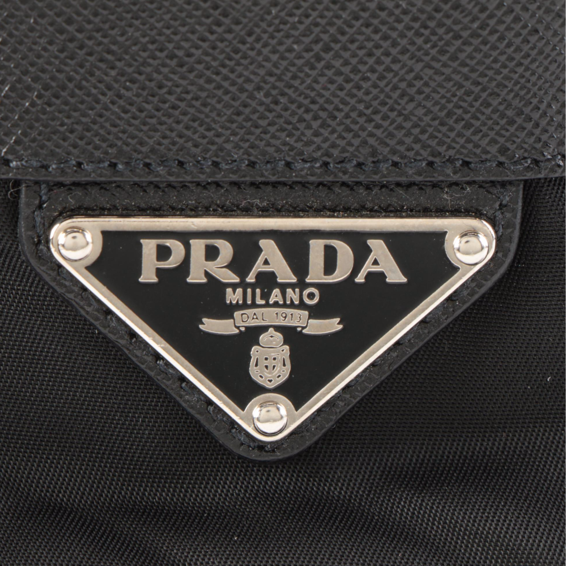 Prada Backpack Shoulder Bag in Vela Nero Nylon and Leather with Shoulder Strap