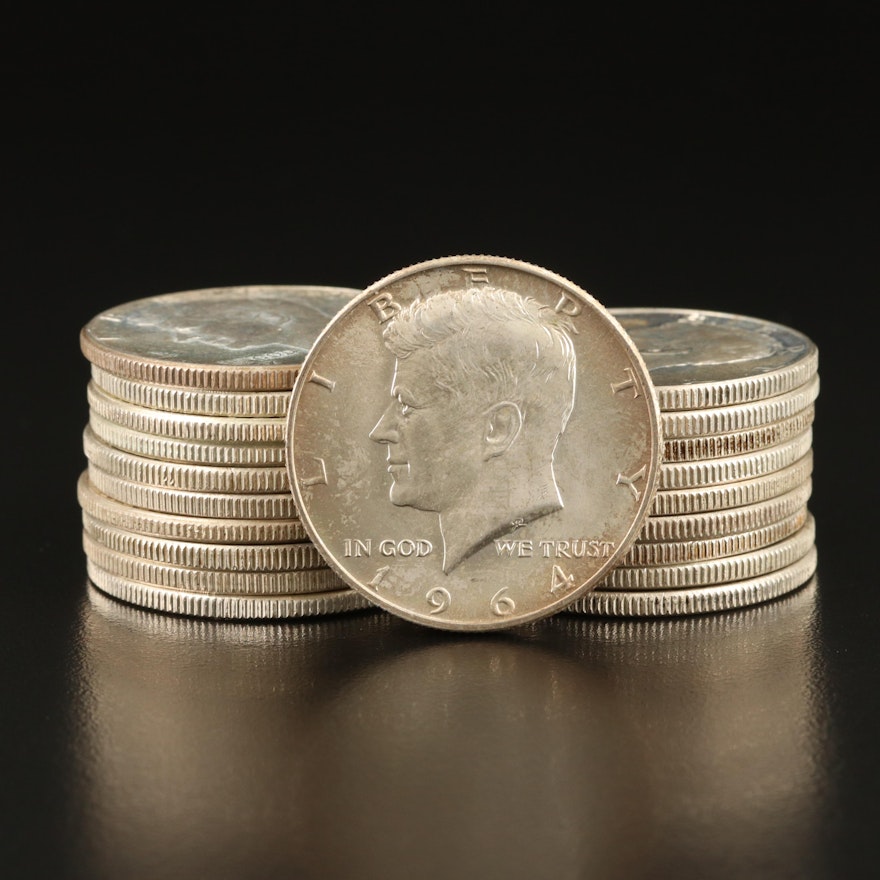 Twenty 1964 Kennedy Silver Half Dollars