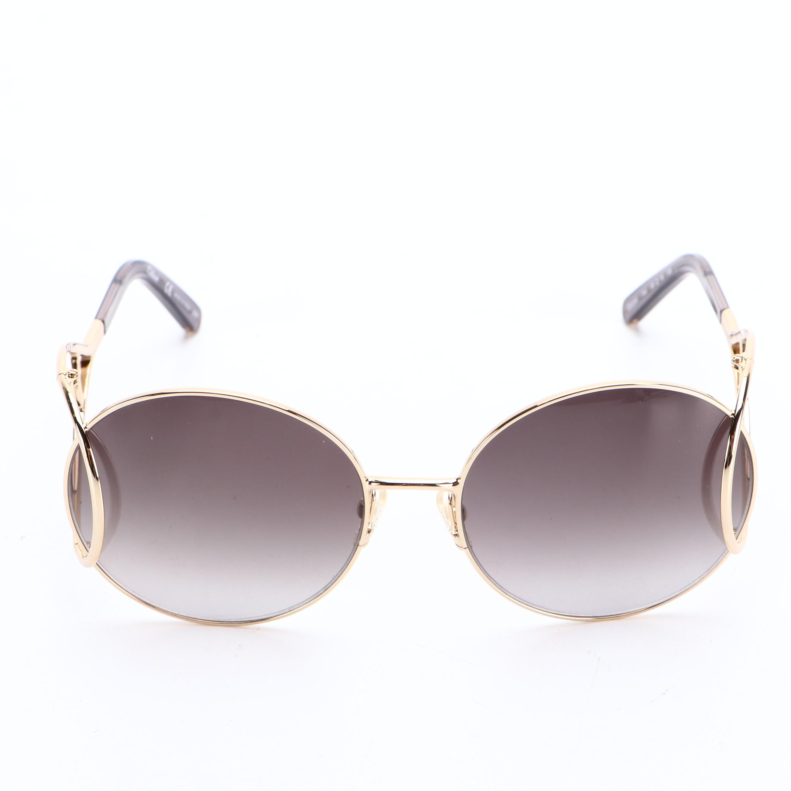 Chloé CE124S Jackson Round Sunglasses in Gold Tone with Case