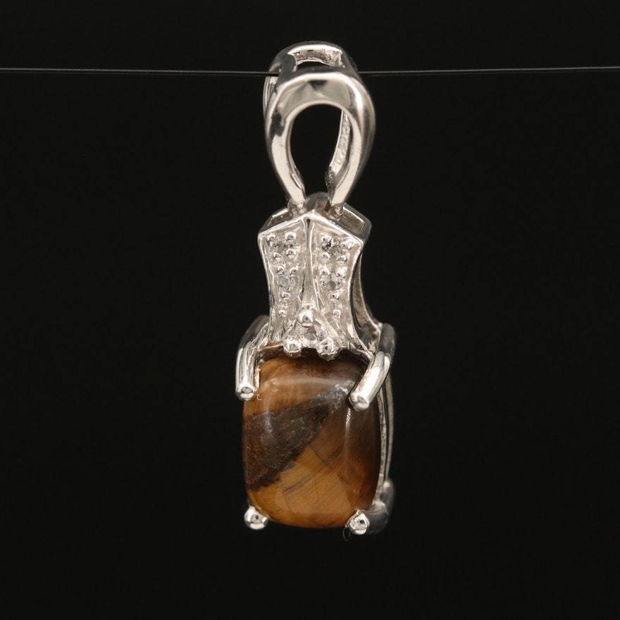 Sterling Silver Tiger's Eye and Topaz Pendant