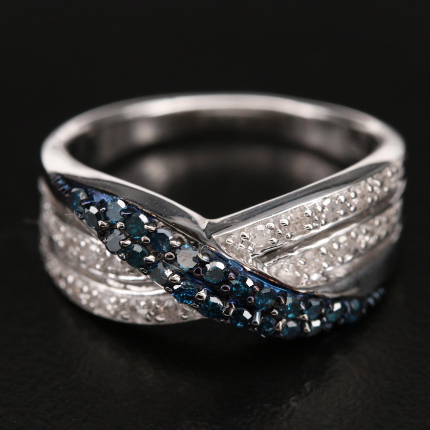 Sterling 0.50 CTW Diamond Crossover Ring