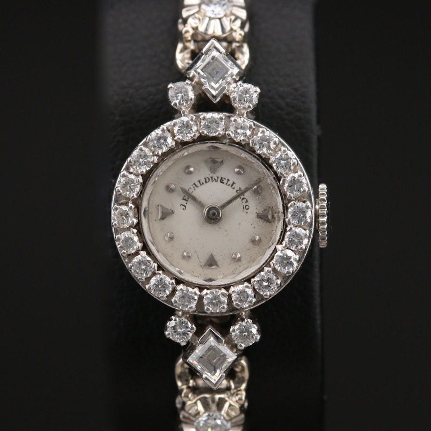 Platinum and 14K J.E. Caldwell & Co. 1.00 CTW Diamond Wristwatch