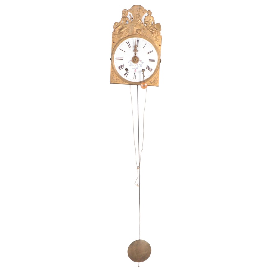 French Morbier Comtoise Style Gilt Metal Pendulum Clock