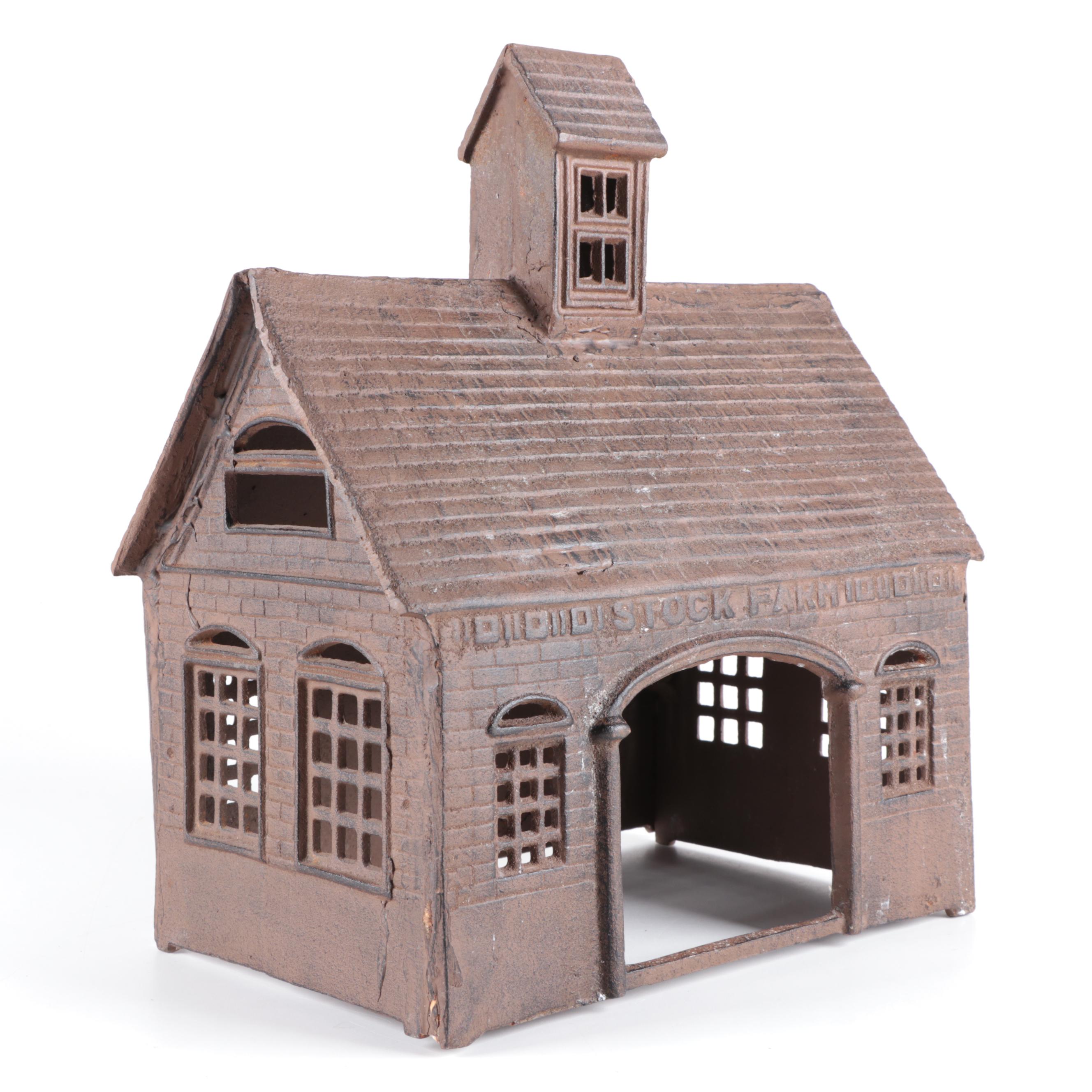 Cast Iron "Stock Farm" Barn with Livestock Figures