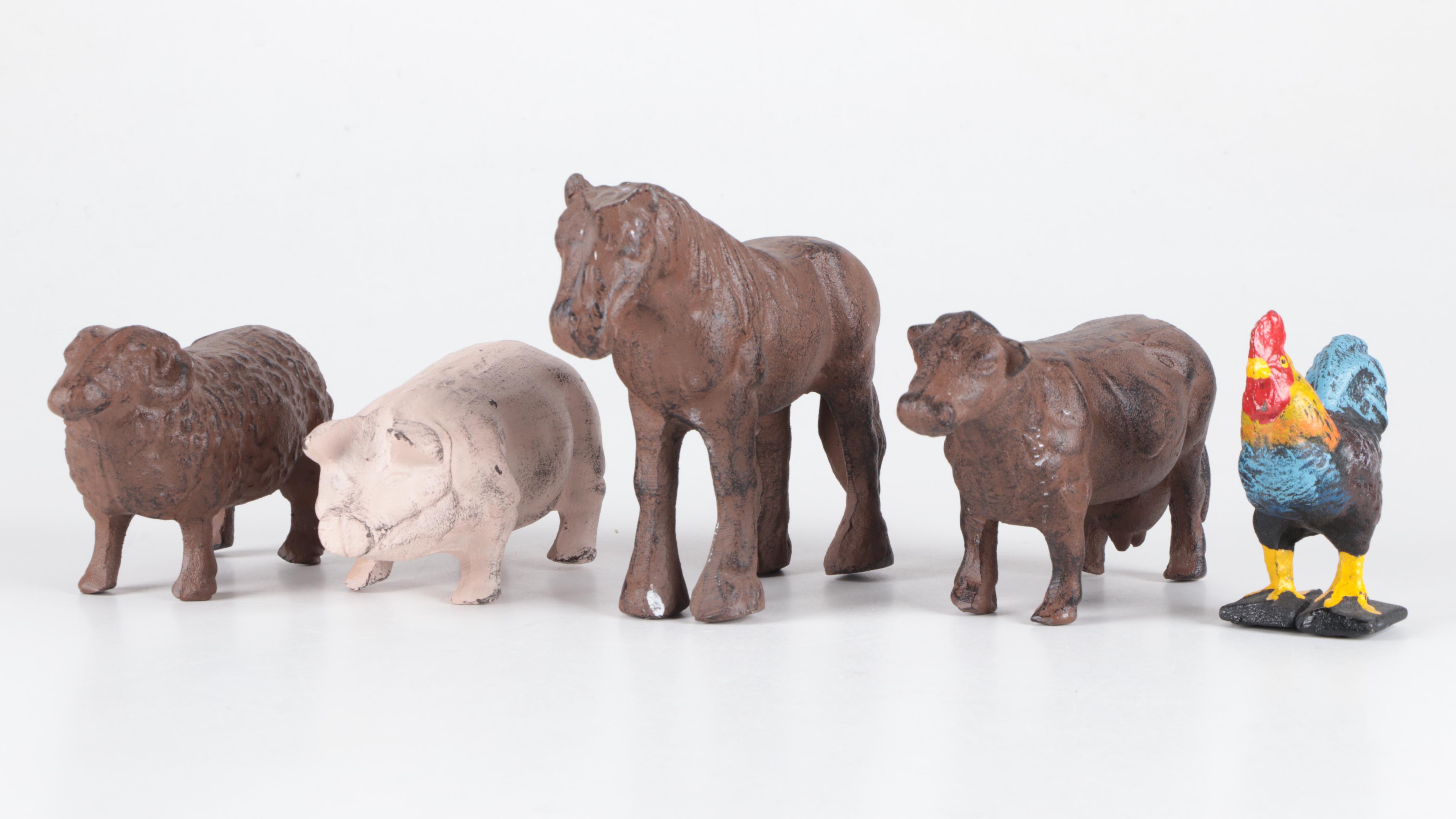 Cast Iron "Stock Farm" Barn with Livestock Figures