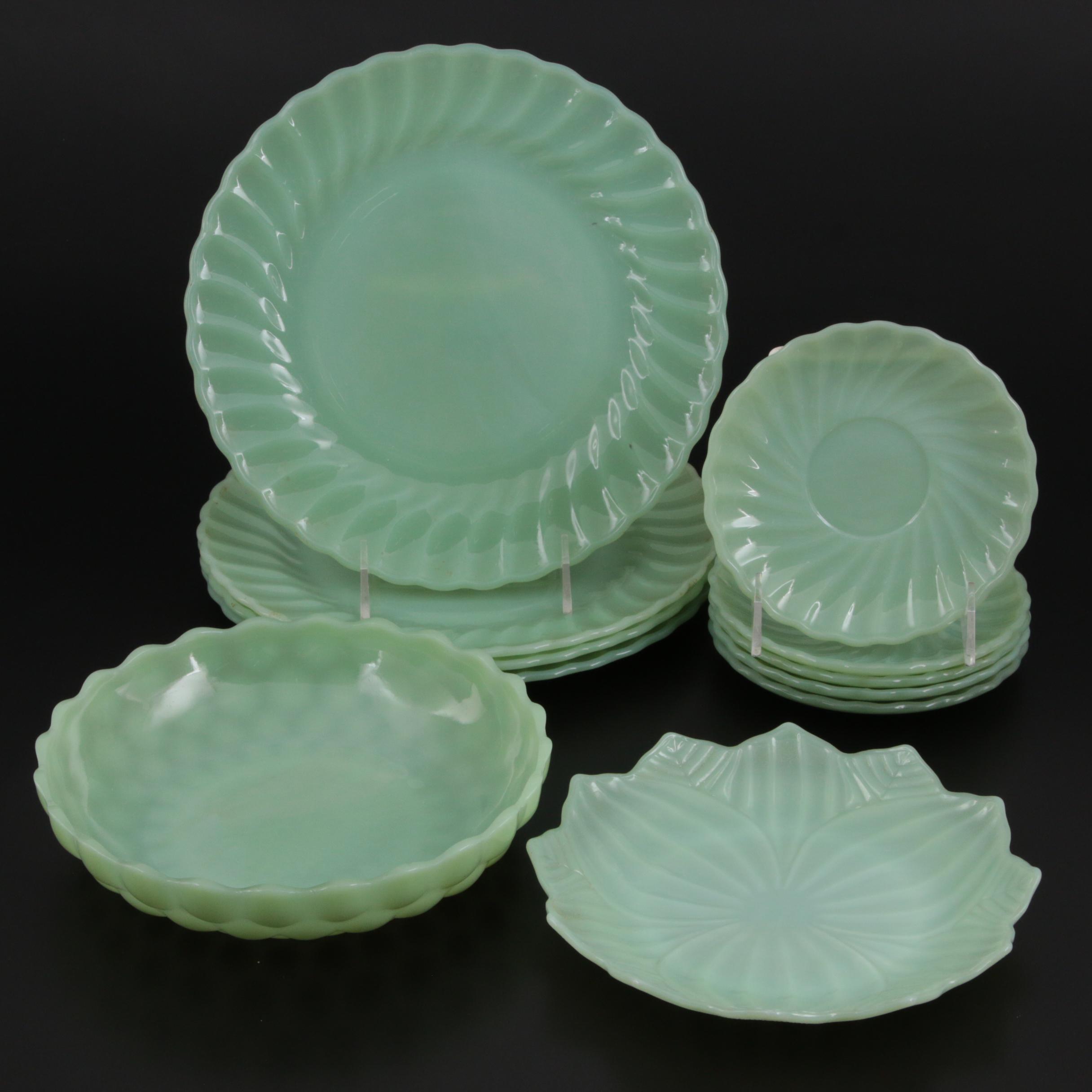 Anchor Hocking Fire King "Swirl Jadeite Shell" Dinnerware and More, Mid-20th C.