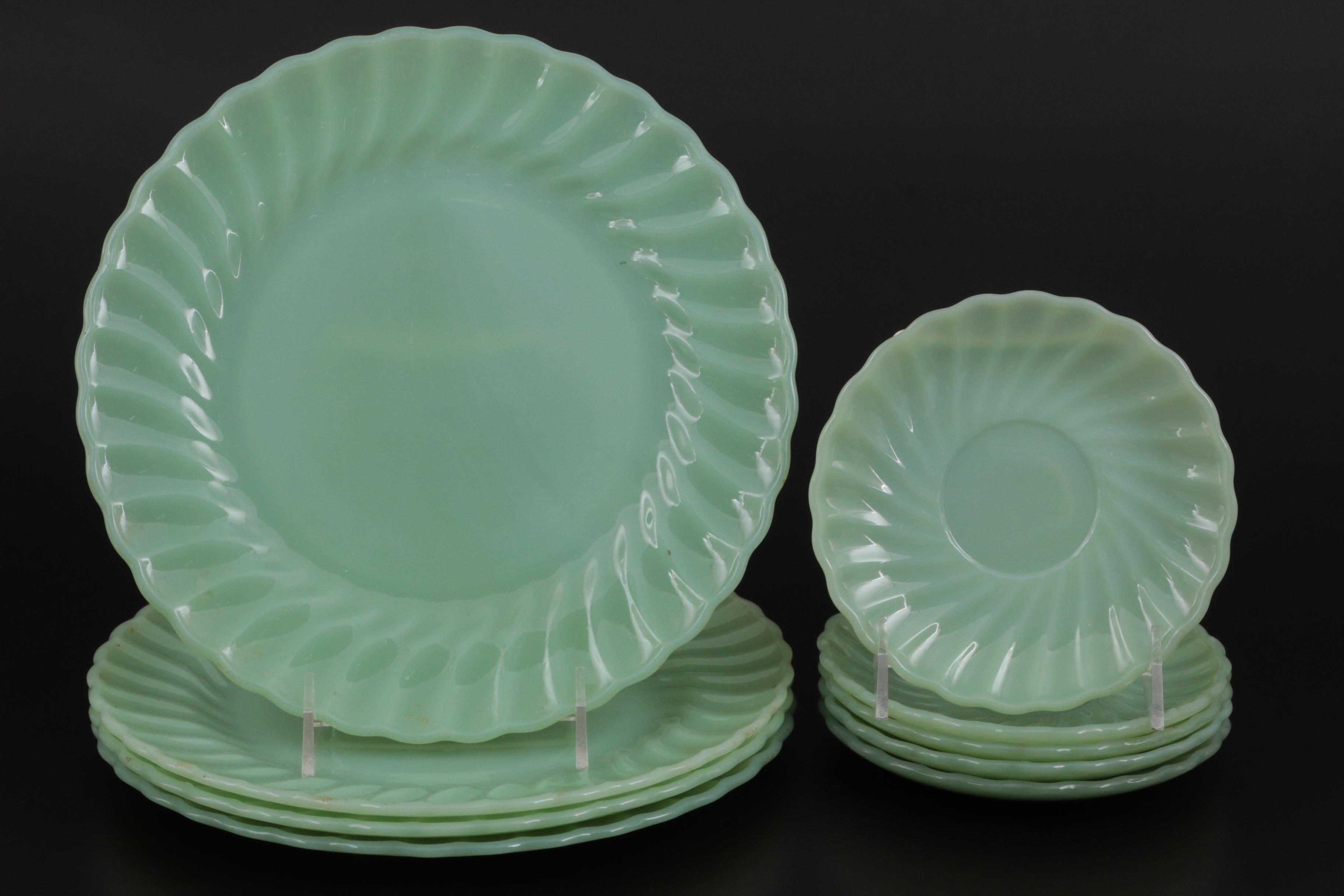 Anchor Hocking Fire King "Swirl Jadeite Shell" Dinnerware and More, Mid-20th C.