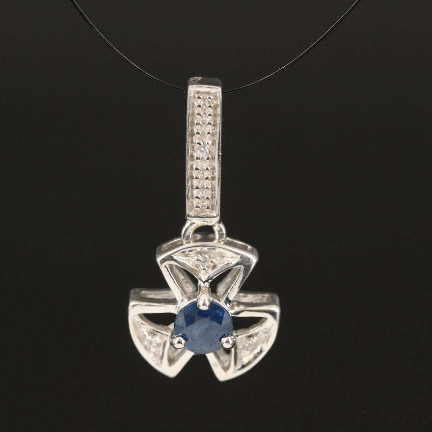 Sterling Sapphire and Zircon Pendant