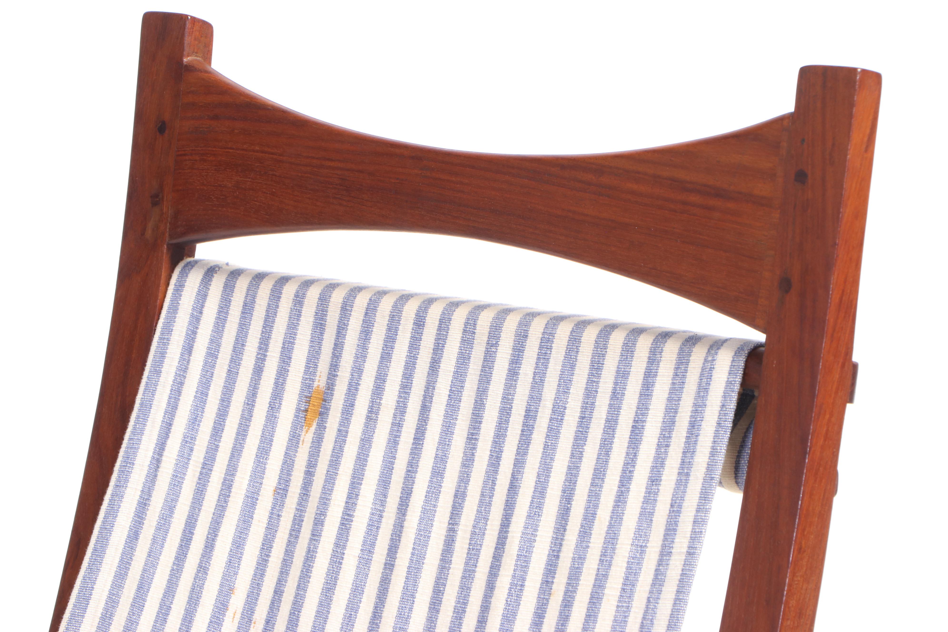 Three Mid Century Modern Teak "Sling" Deck Chairs