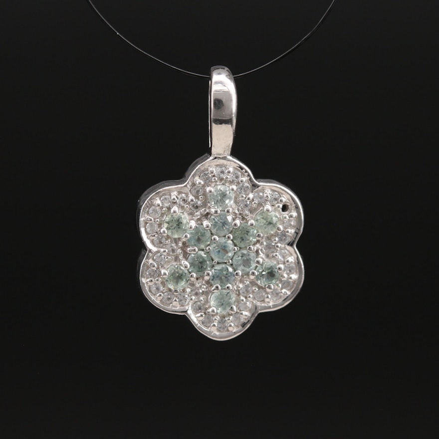 Sterling Silver Alexandrite and Zircon Pendant