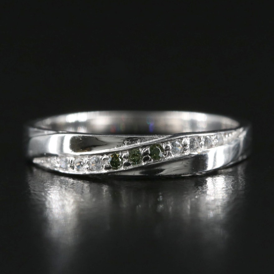 Sterling Silver Diamond and Zircon Ring