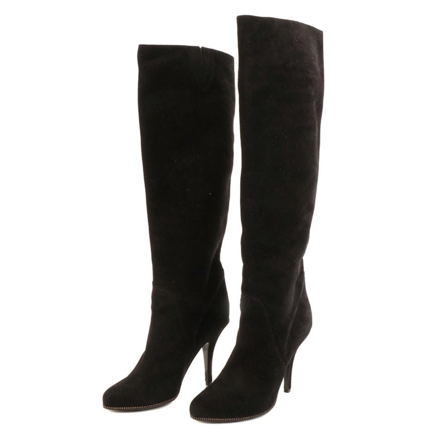 Givenchy Zipper Trim Knee-High Boots in Black Suede