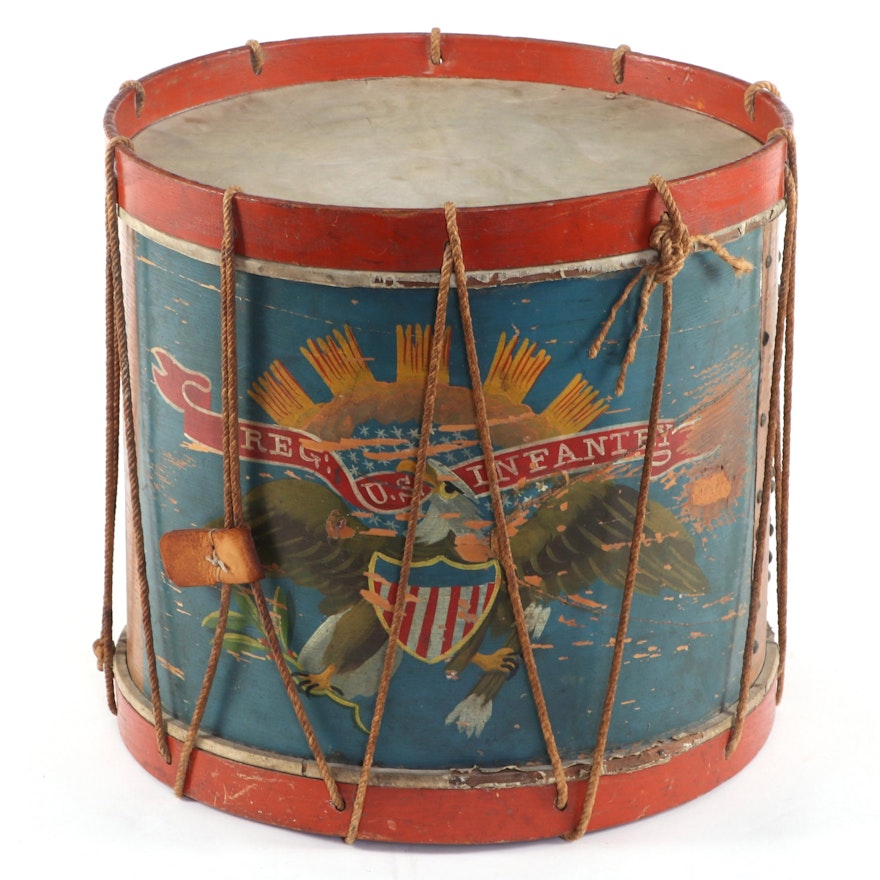 Civil War Era Regulation Painted Eagle Infantry Drum