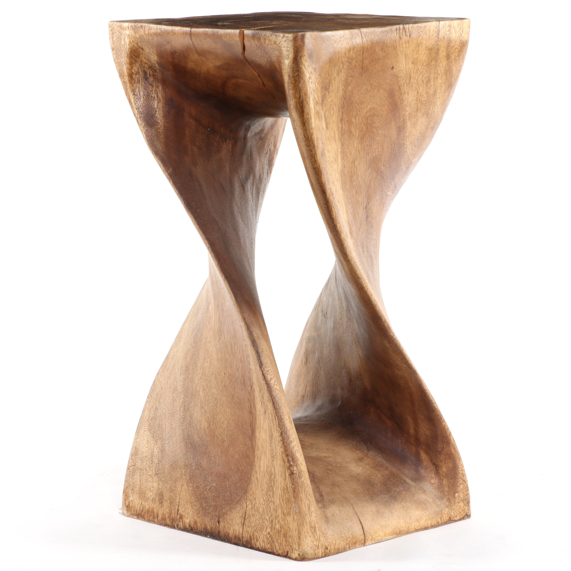 Natural Wood Twist Accent Table