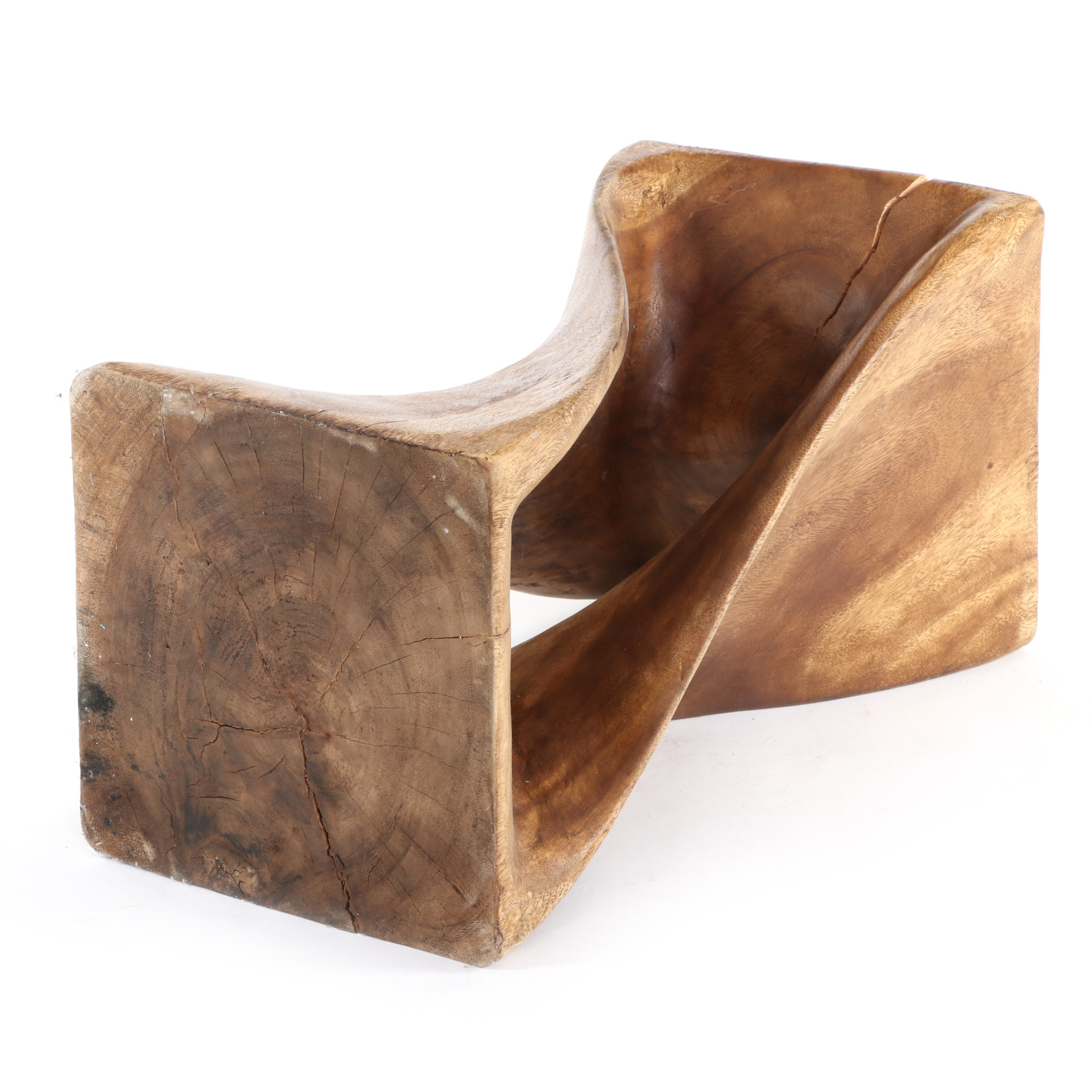 Natural Wood Twist Accent Table