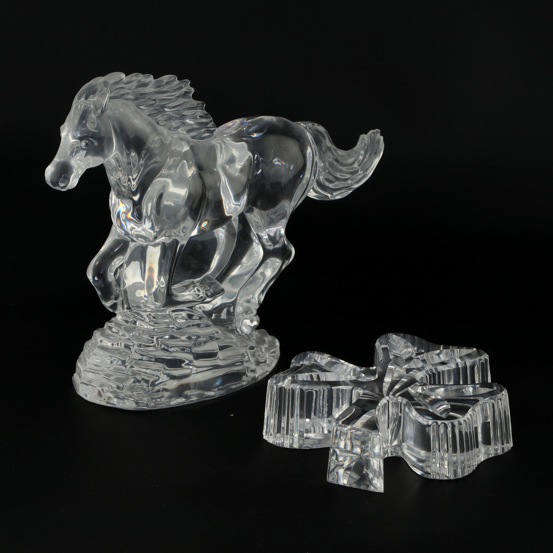 Waterford Crystal Running Horse and Clover Paperweight