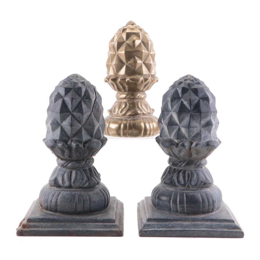 Brass Mold and Cast Iron Artichoke Finials Attributed to Virginia Metalcrafters