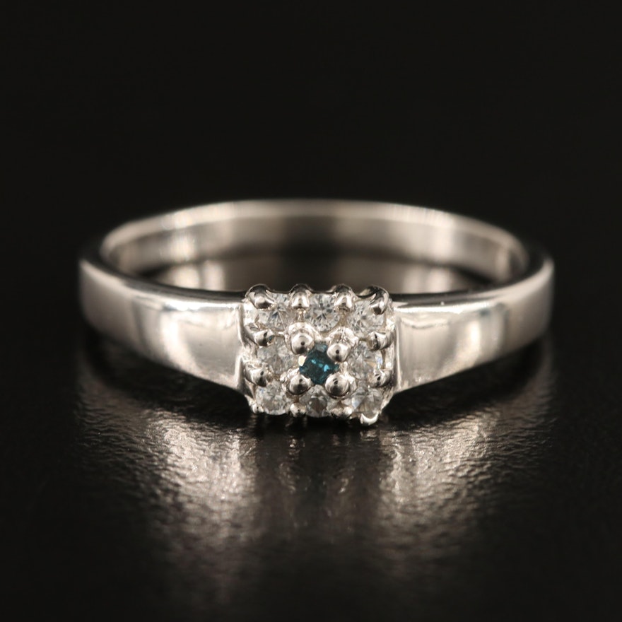 Sterling Diamond and Zircon Ring