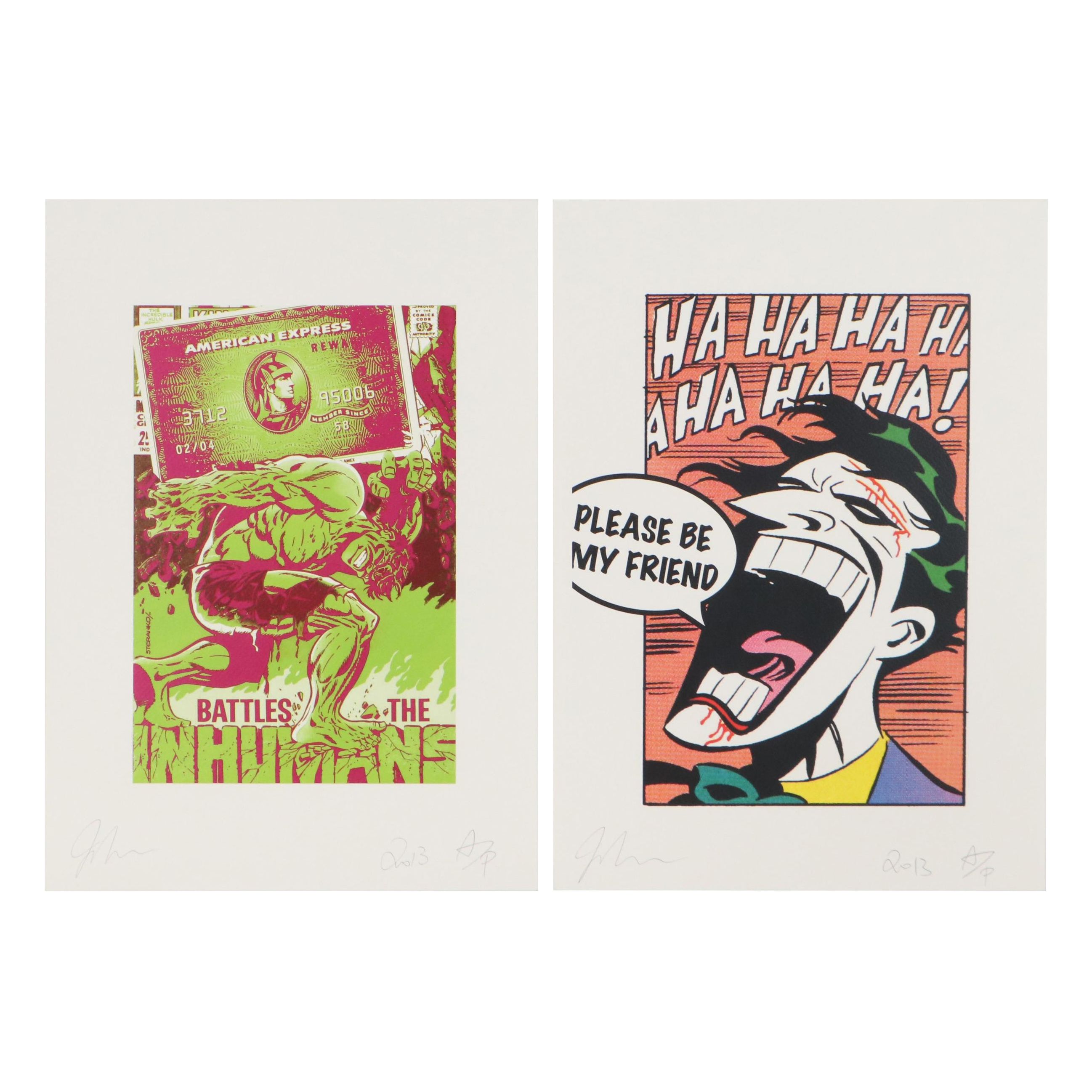 John Love Graphic Prints Featuring The Hulk and The Joker, 2013