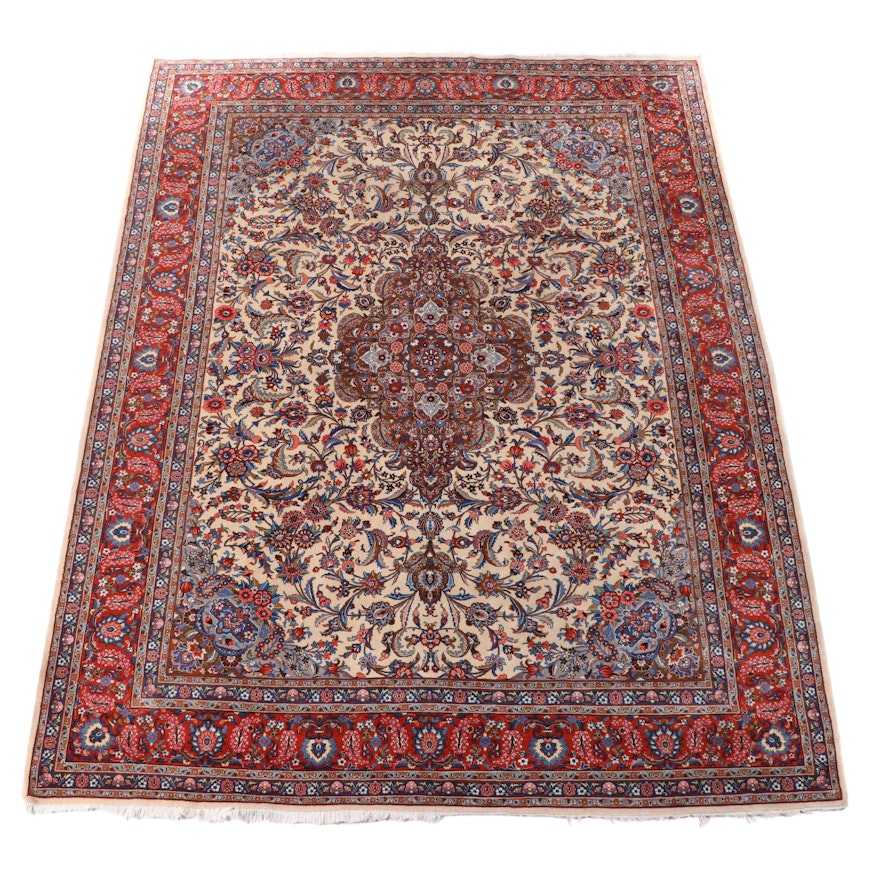 9'11 x 12'10 Hand-Knotted Persian Kashan Room Sized Rug