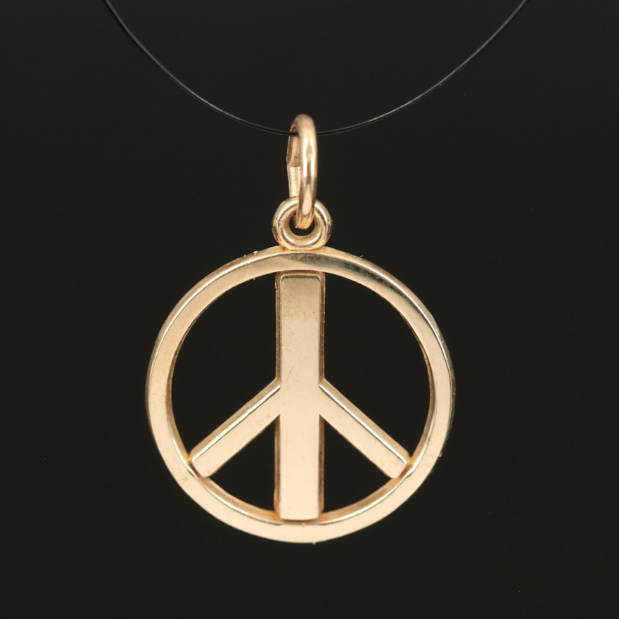 10K Peace Symbol Pendant