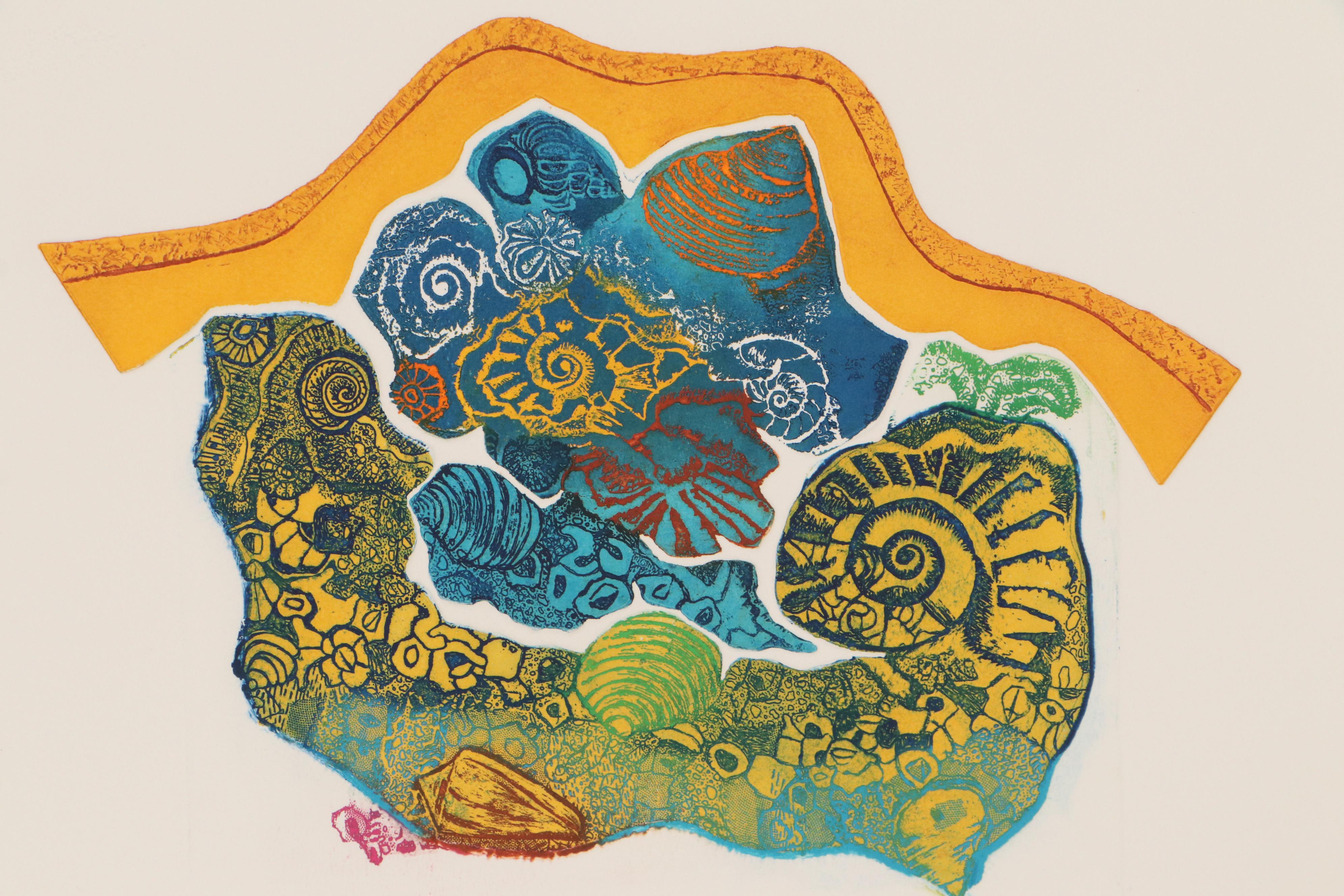 Bernece Berkman-Hunter Color Etching With Aquatint "Land's Edge," 1977