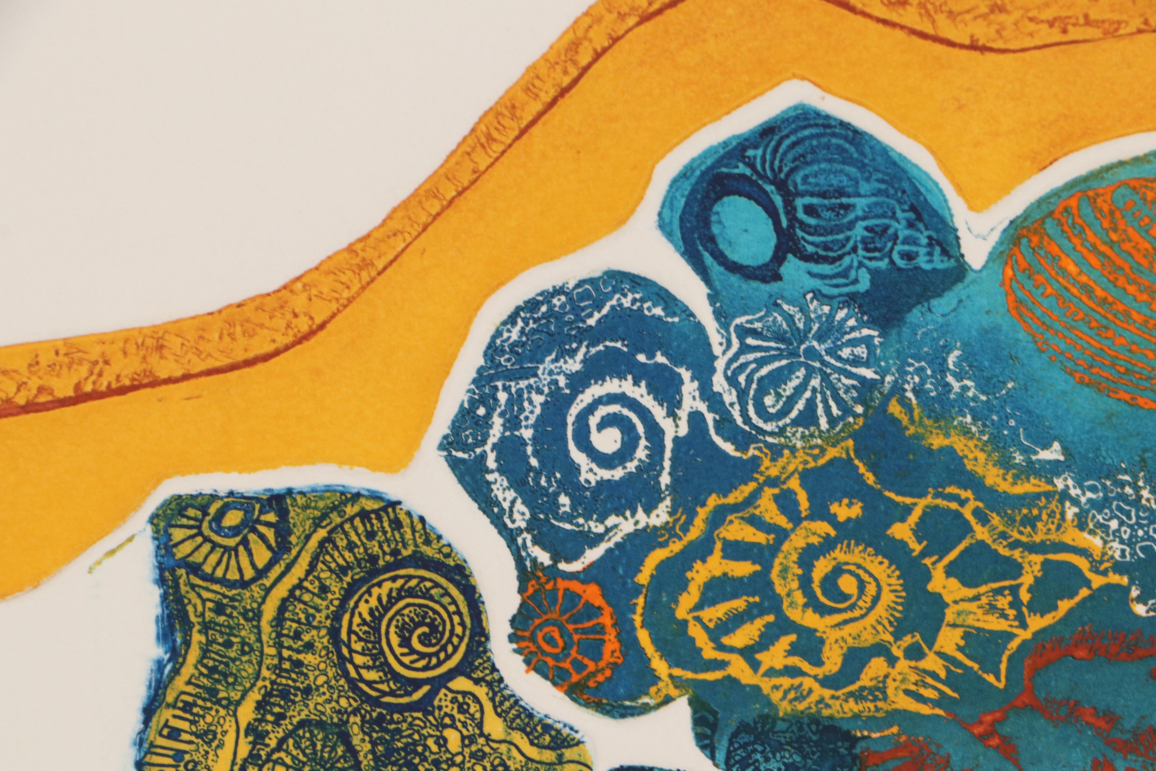 Bernece Berkman-Hunter Color Etching With Aquatint "Land's Edge," 1977