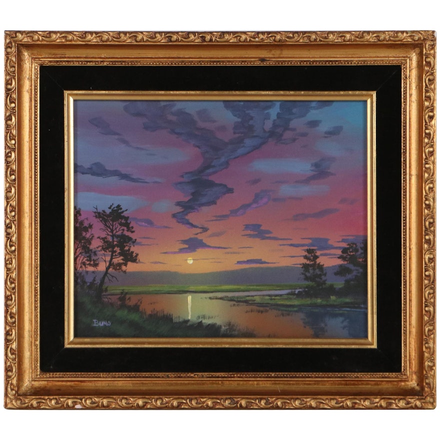 Douglas “Bumo” Johnpeer Landscape Oil Painting "Last Light," 2021