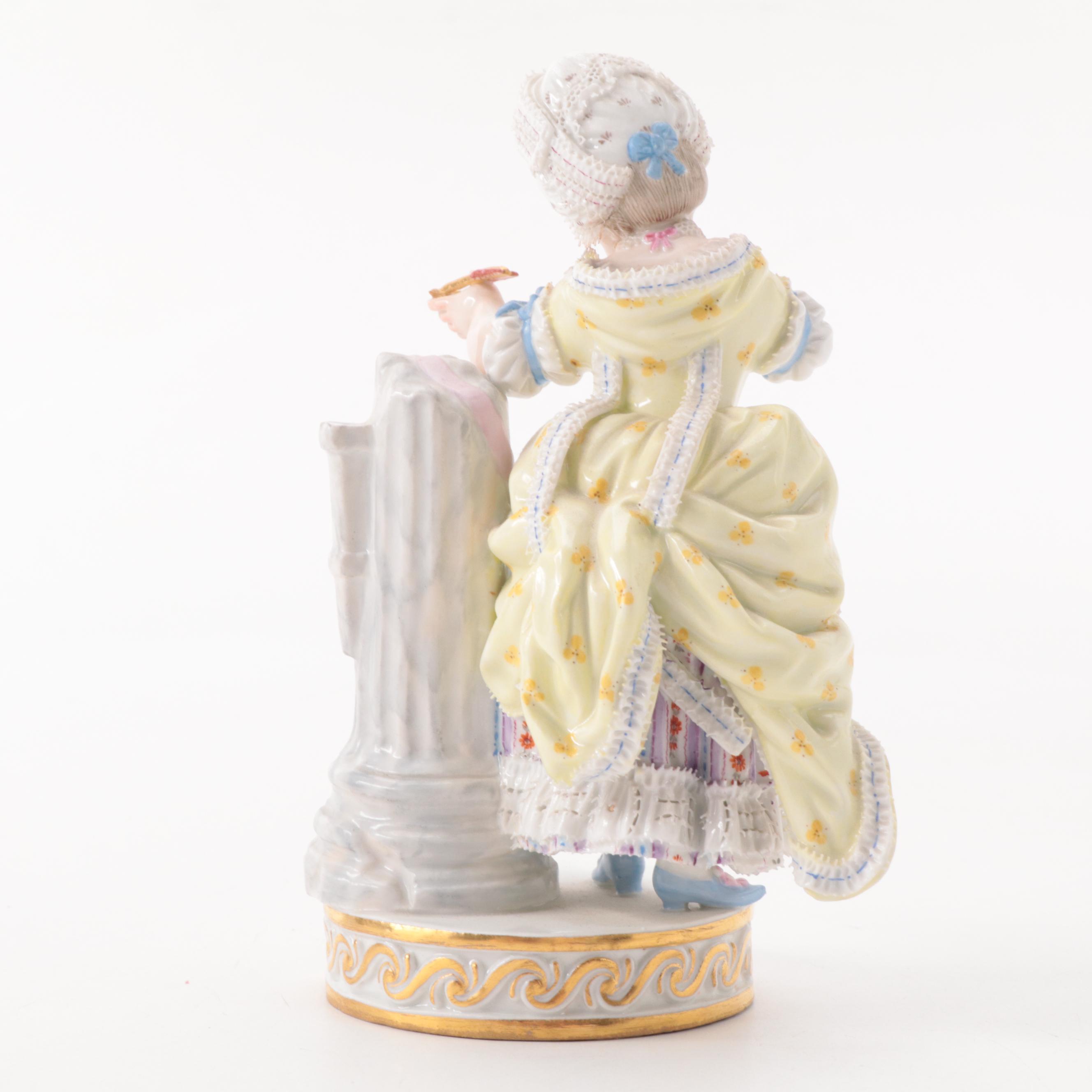 Meissen Girl Aiming Arrow and Other Porcelain Dresden Style Figurines