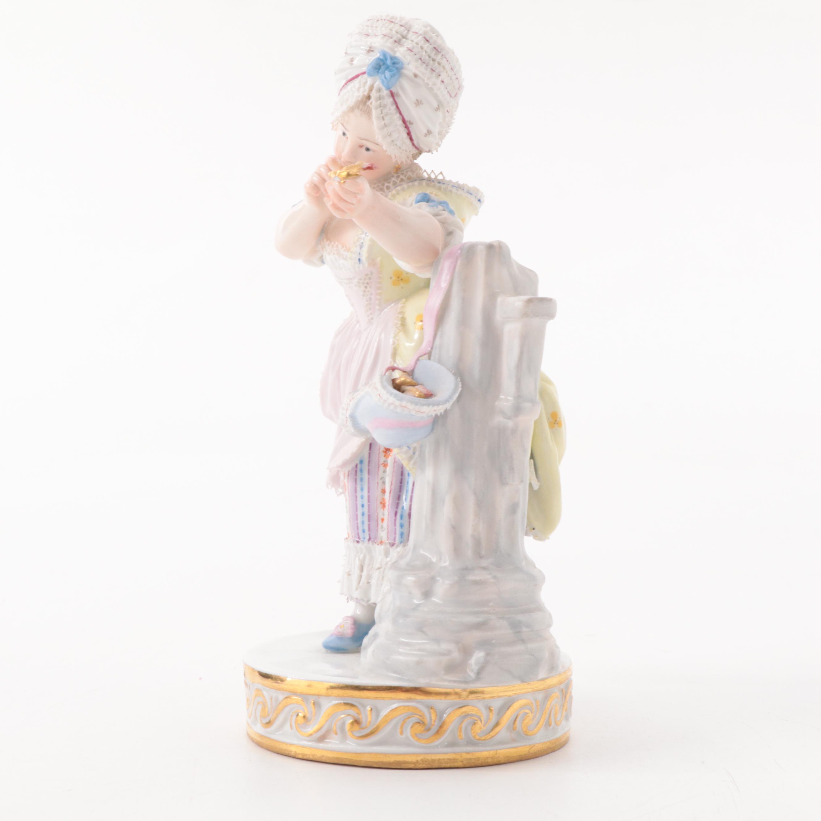 Meissen Girl Aiming Arrow and Other Porcelain Dresden Style Figurines