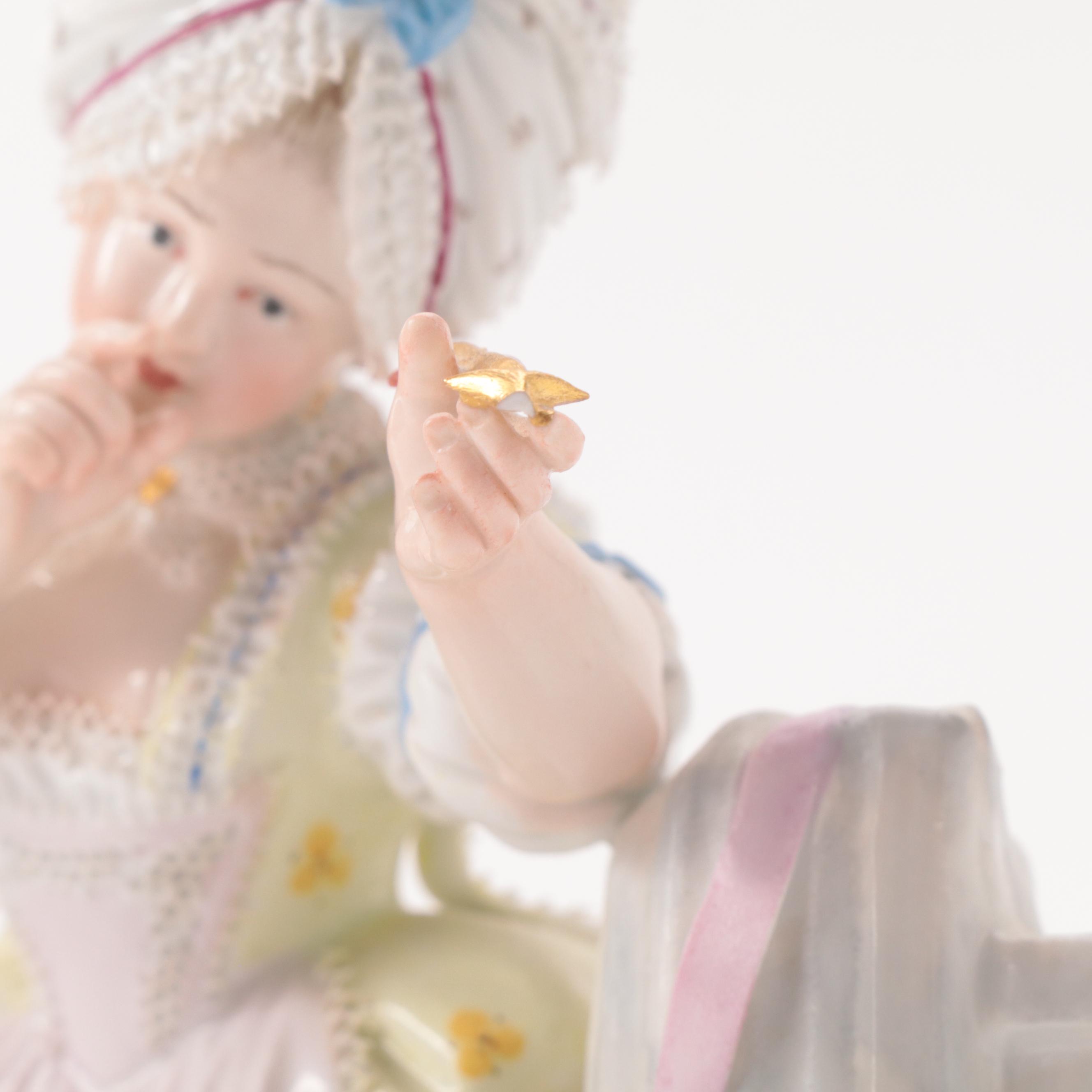 Meissen Girl Aiming Arrow and Other Porcelain Dresden Style Figurines