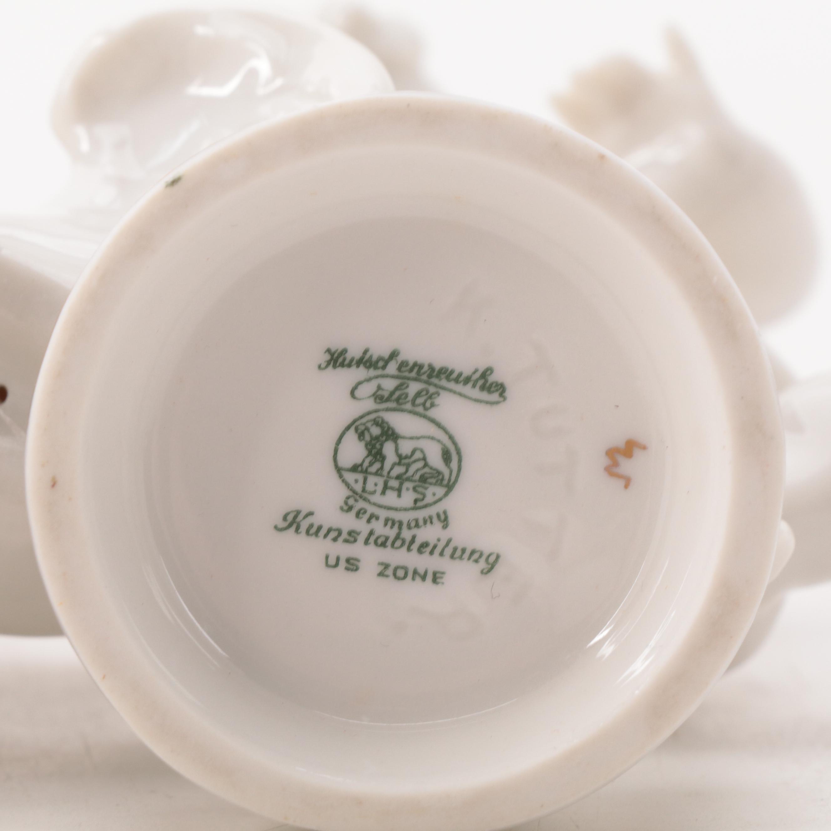 Meissen Girl Aiming Arrow and Other Porcelain Dresden Style Figurines