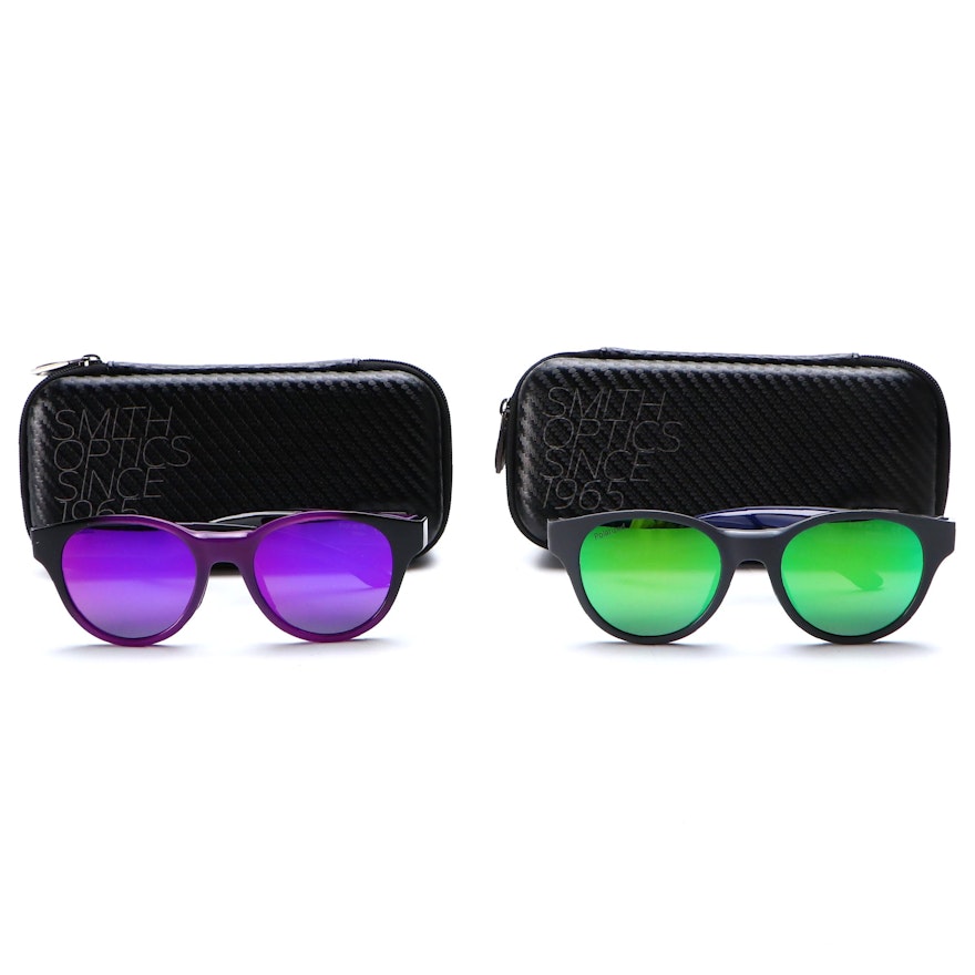 Smith Optics Snare Sunglasses in Matte Smoke Blue and Violet Spray with Case