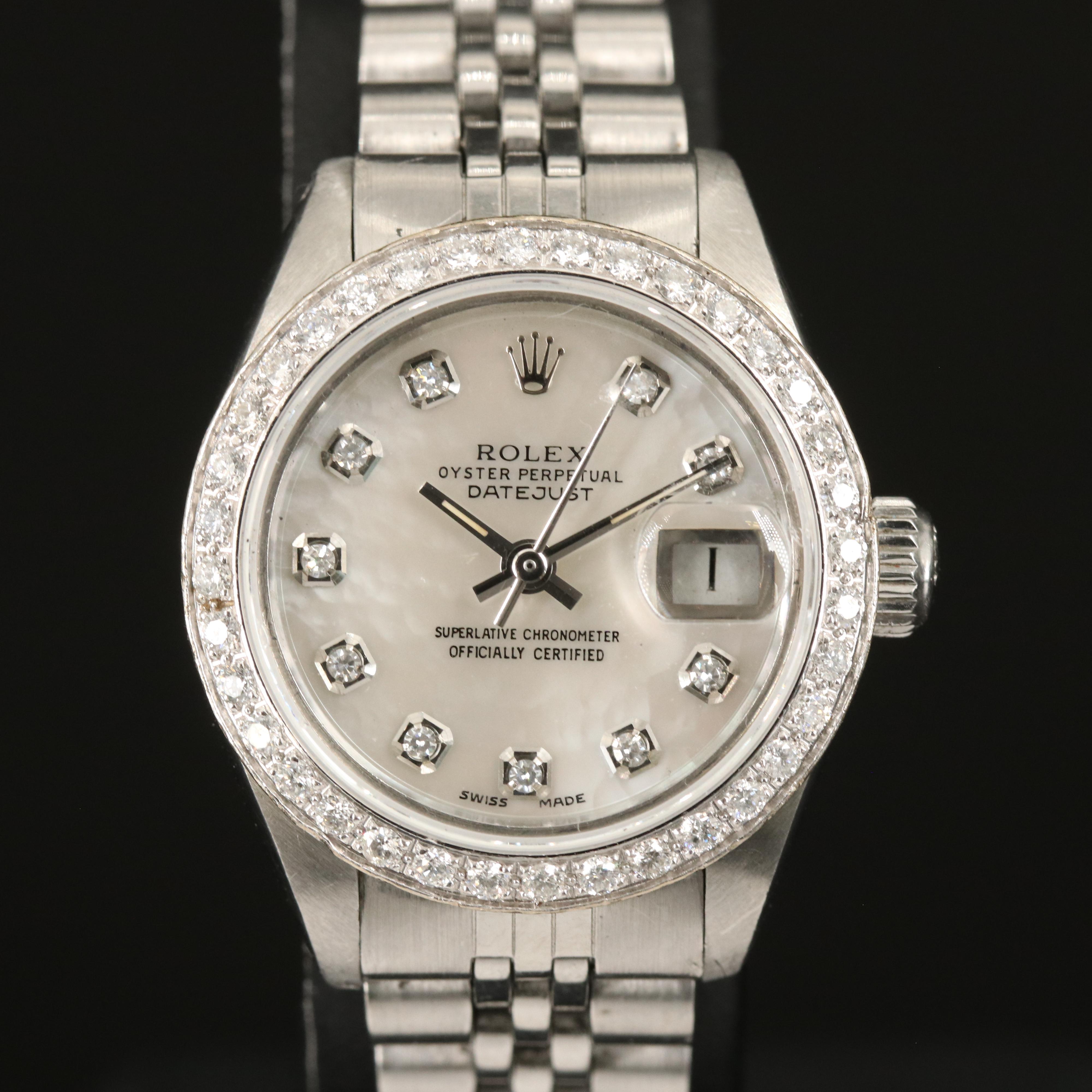 1978 Rolex Datejust Diamond Dial and Bezel Stainless Steel and 14K Watch