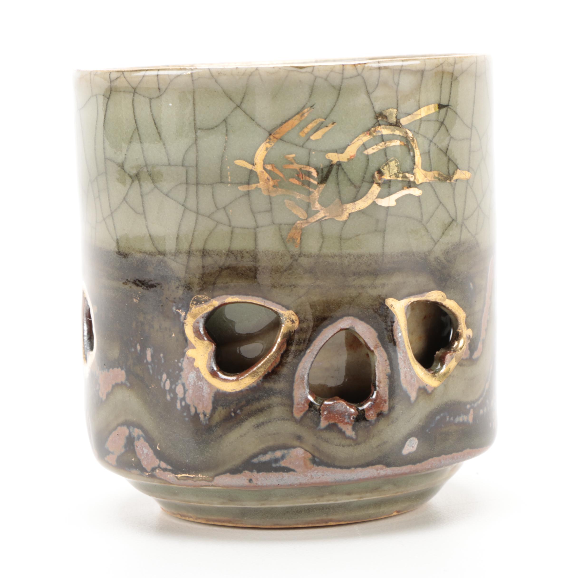 Obori Soma Ware Sacred Horse Stoneware Tea Pot, Cups, and Bowls