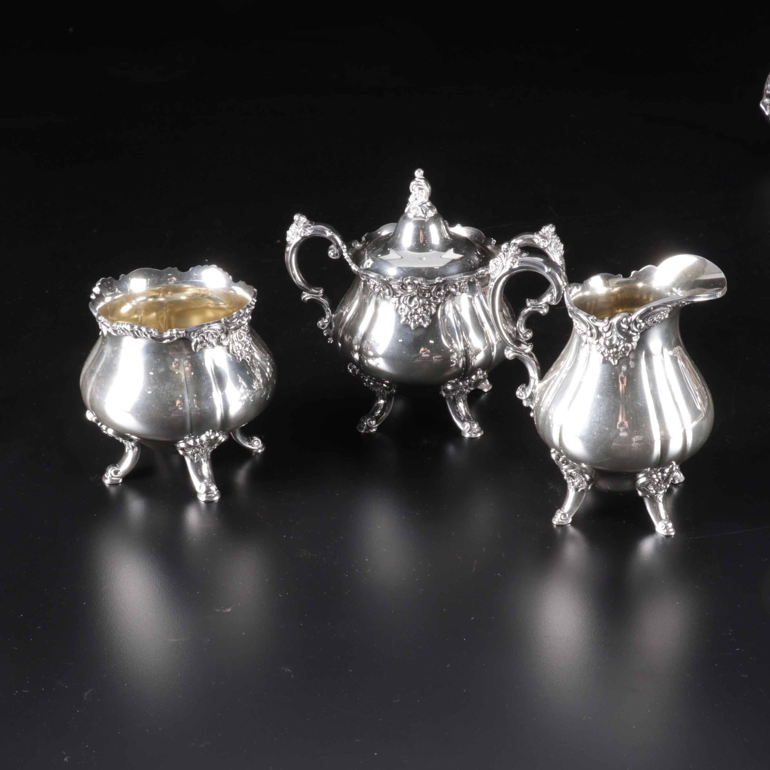 Wallace "Baroque" Silver Plate Coffee and Tea Service, Mid to Late 20th Century