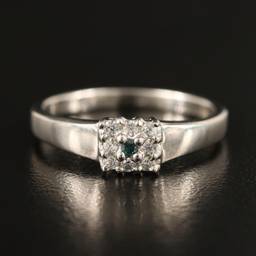 Sterling Diamond and Zircon Ring