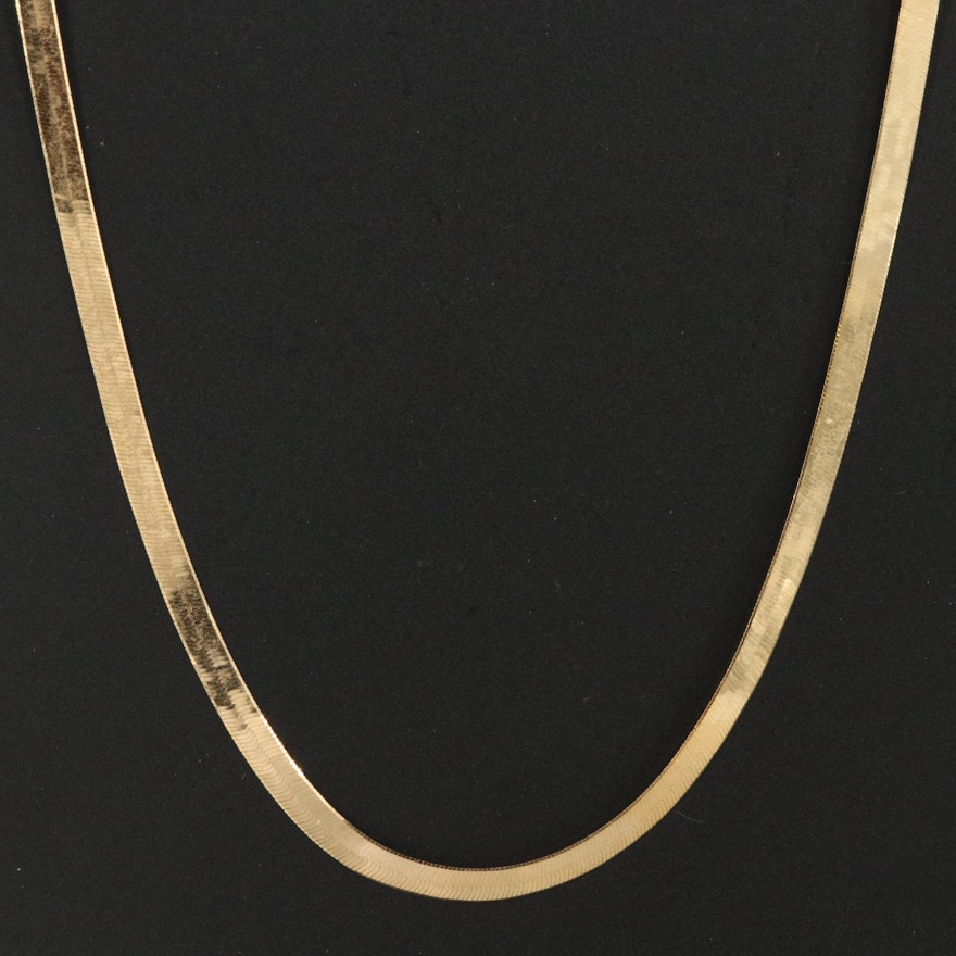 Italian 14K Herringbone Chain Necklace