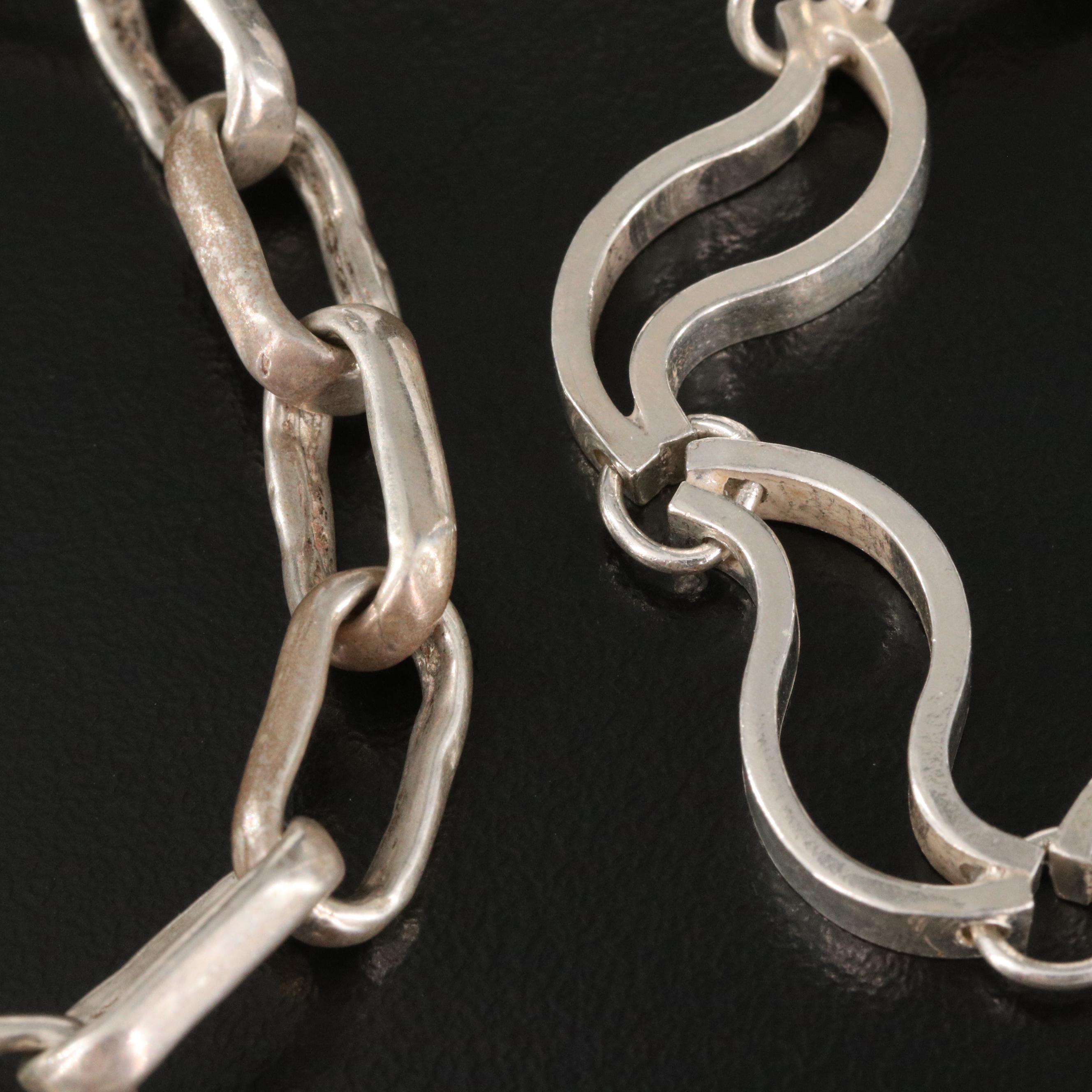 Sterling Silver Fancy Link Bracelets and Anklet